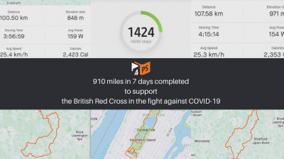 910 miles to support the British Red Cross